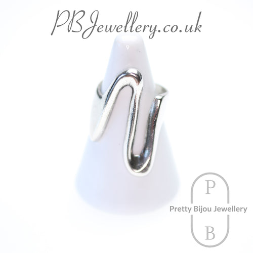 Abstract open band sterling silver ring, size O½ – view 1