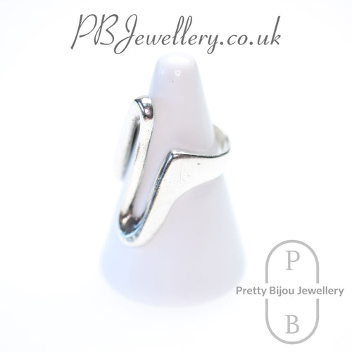 Abstract open band sterling silver ring, size O½ – view 2