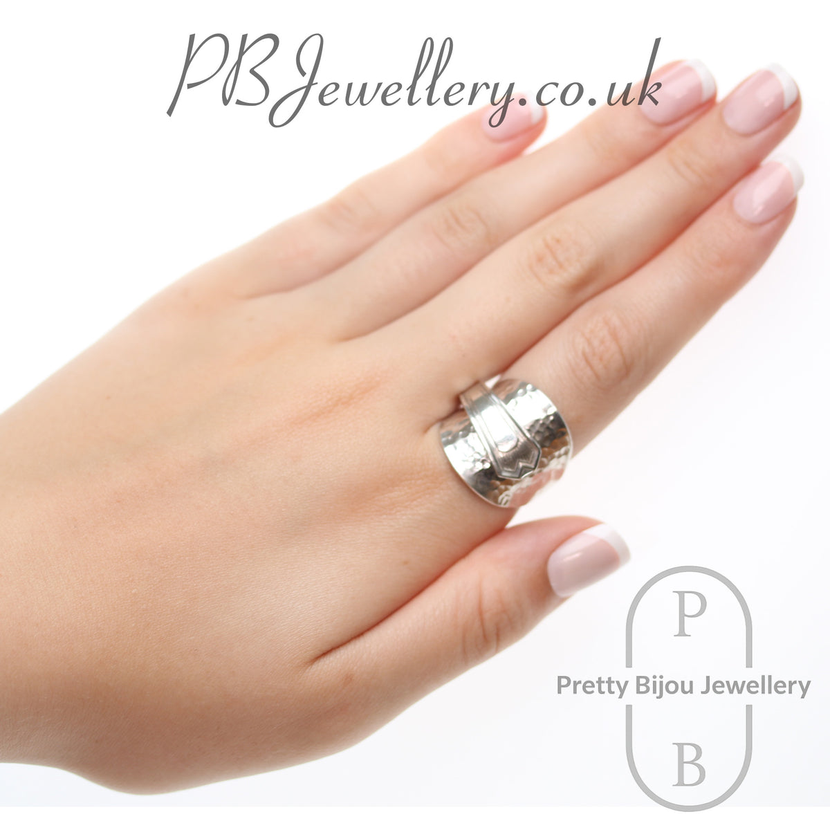 Handcrafted wrap ring made from a 1941 silver spoon, size T – view 4