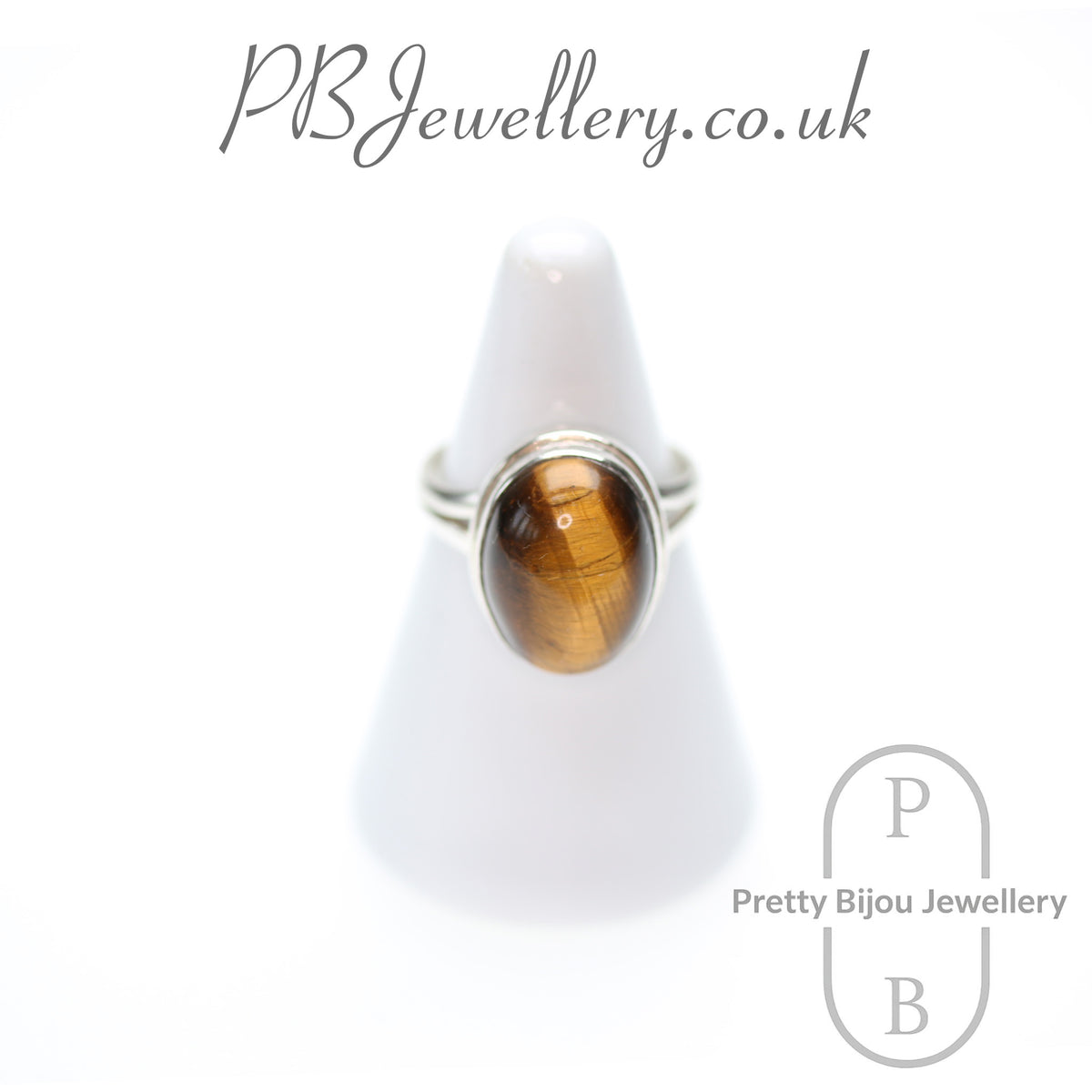 Tiger's eye sterling silver ring, size Q – view 1