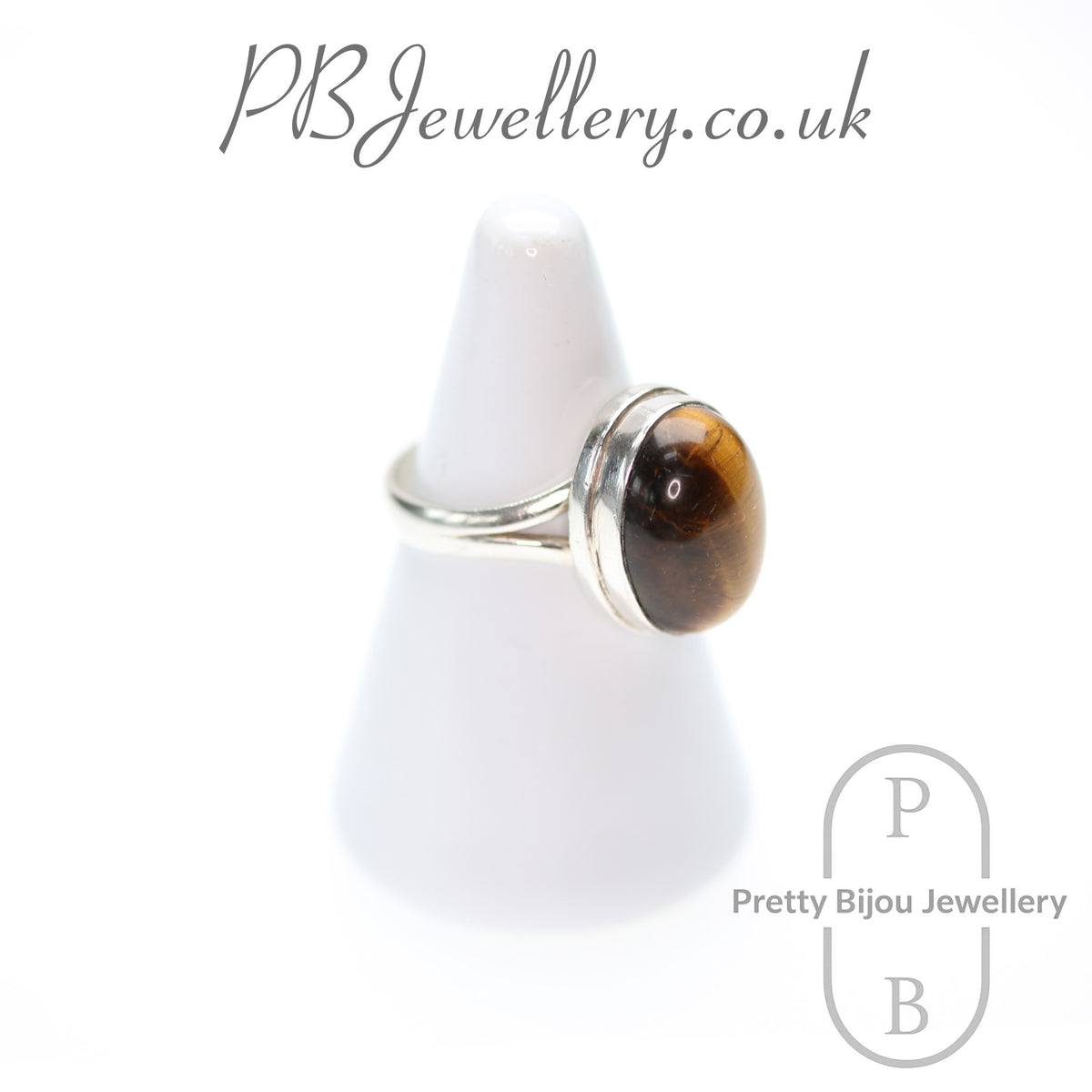 Tiger's eye sterling silver ring, size Q – view 3