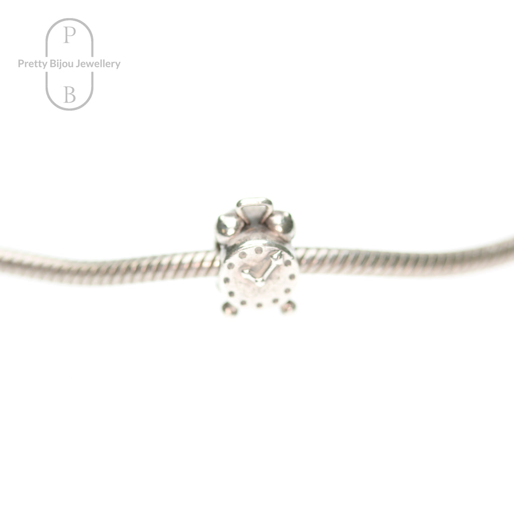 Pandora alarm clock charm on a snake chain bracelet
